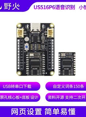 野火小智系列US516P6语音识别模块 AI离线识别 USB串口下载