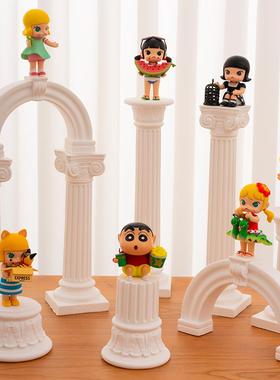 mini石膏罗马柱摆件 迷你桌面盲盒建筑展示台陈列场景布置收纳