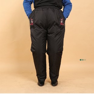 女胖奶奶老人棉裤 外穿宽松200斤加肥加大码 冬 妈妈款 中老年羽绒裤