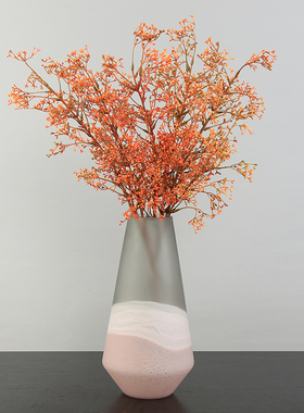 美式磨砂玻璃花瓶可水培家居客厅样板间电视柜插花轻奢装饰品摆件