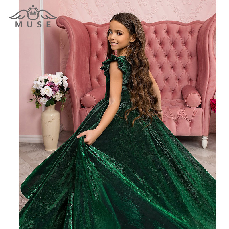 2021新钢琴演出晚礼服女童主持人礼服洋气10岁女孩生日宴礼服蓝色