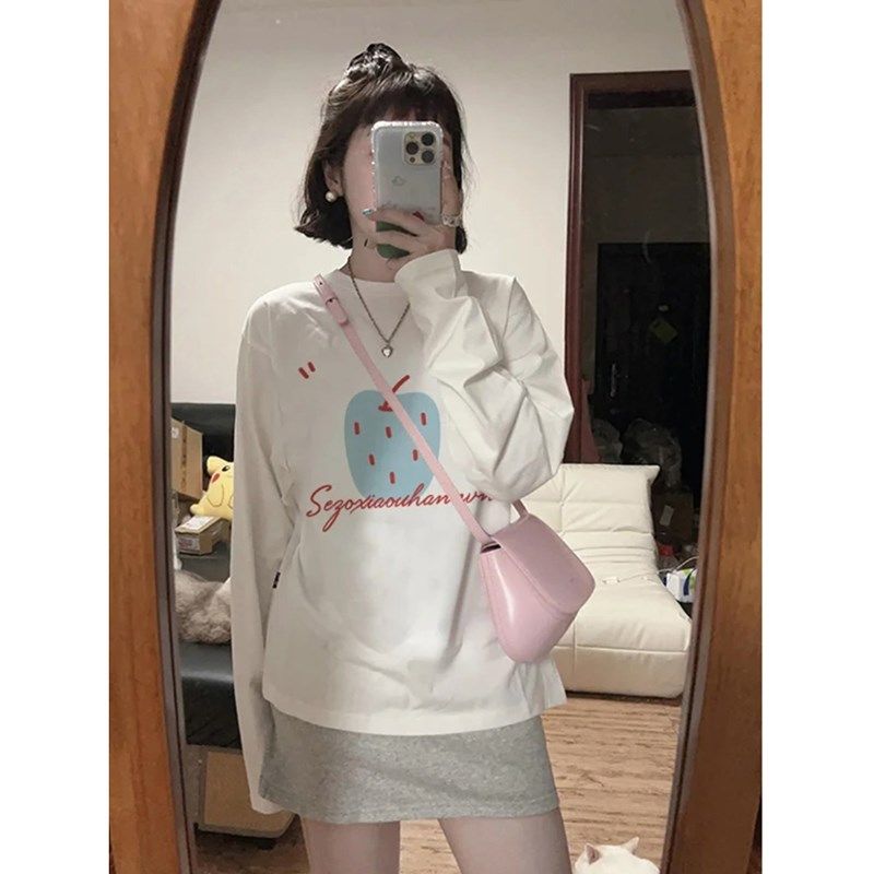 加绒纯棉白色内搭打底衫女2024新款长袖t恤女宽松上衣大码女装潮,女装/女士精品,T恤,淘宝优惠券,粉丝福利购,淘宝优惠卷