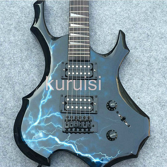 新款火焰闪电吉他初学练习成人电吉他套装吉他赠送吉他架 包邮