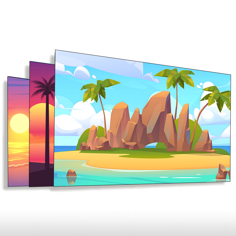 动漫沙滩小鱼缸背景贴纸海景休闲缸高清定制静电贴正胶壁纸立体5D