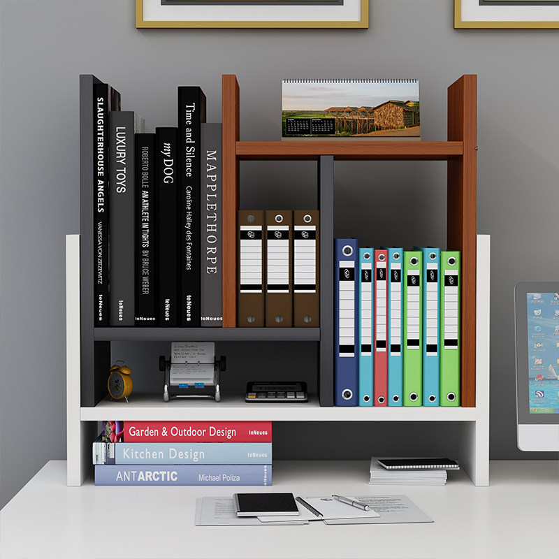 简易书架桌上桌面儿童移动置物架办公室收纳小型学生多层伸缩书柜