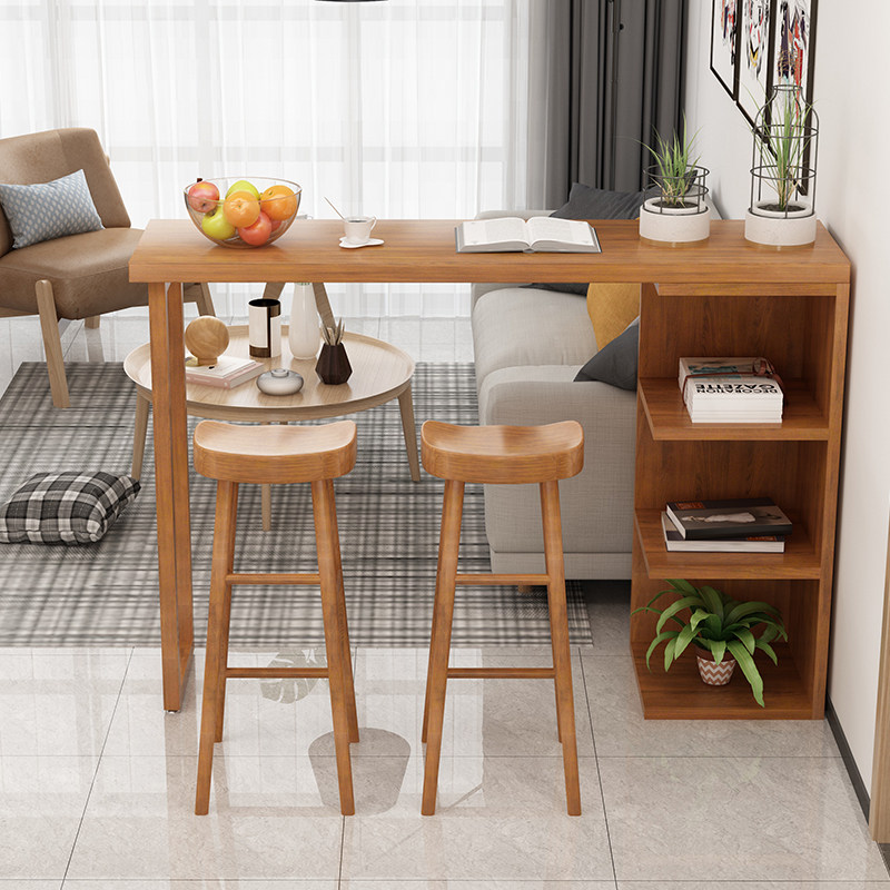 家庭客厅吧台隔断柜家用实木小吧台开放式厨房吧台酒柜高脚桌子