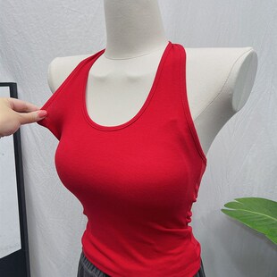 性感百搭漏背挂脖绑带背心女短款 2022夏装 内搭T恤上衣潮 自留