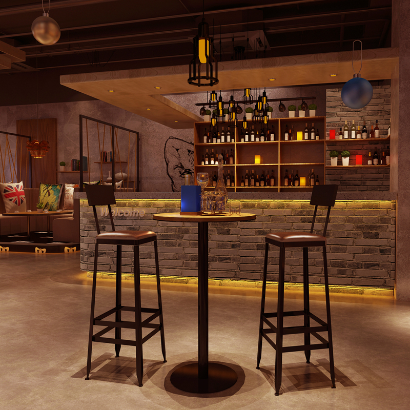 吧台高脚凳实木铁艺桌椅酒吧桌椅桌凳小圆桌方桌复古简约时尚创意