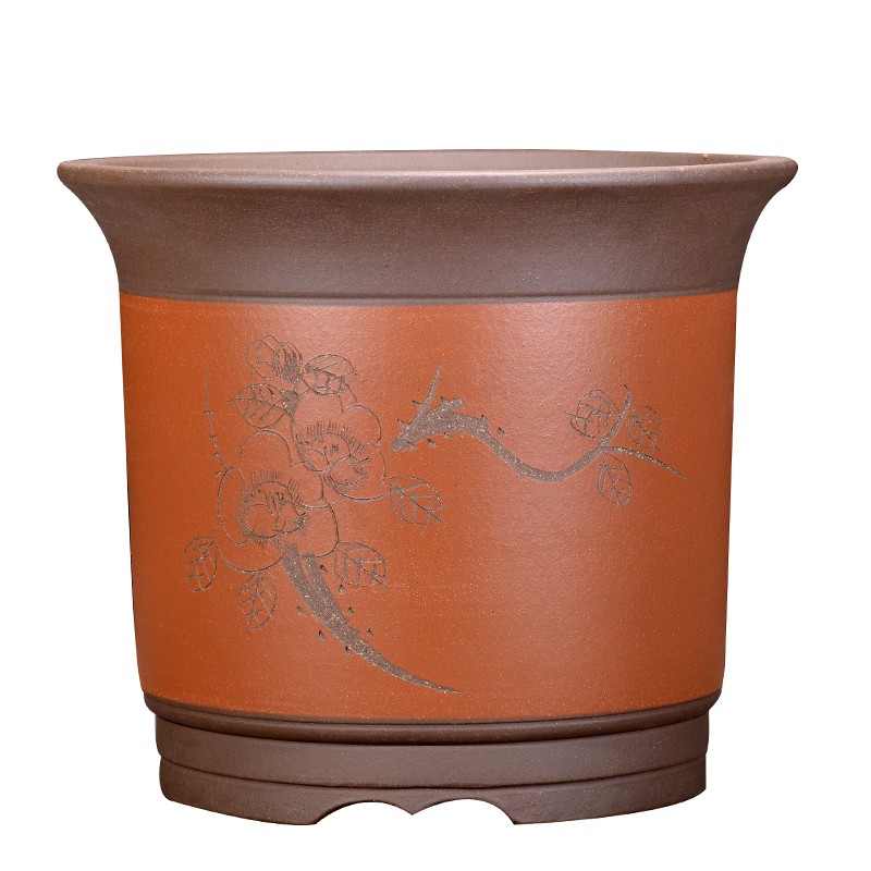 宜兴紫砂花盆简约拉毛盆透气多肉兰花君子兰文竹仙人球芦荟盆景盆