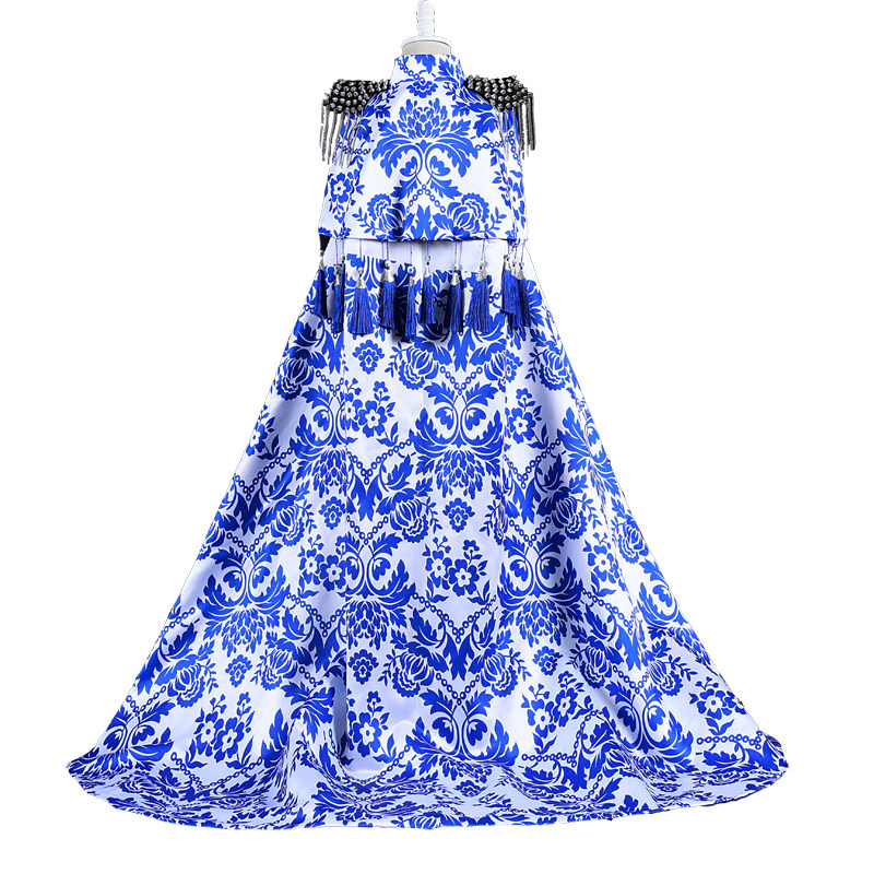 儿童T台走秀男童礼服套装新款拖尾男孩模特走秀泳装走秀演出服