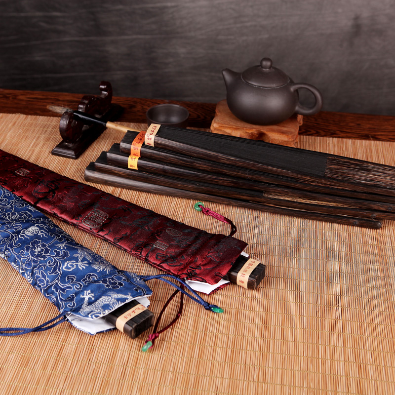 丝艺堂9寸全棕竹洒金黑纸扇空白扇折扇中国风男扇子古风礼品扇