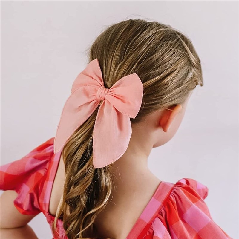 出口女童bows锈边蝴蝶结儿童发卡女童棉纱大蝴蝶马尾夹头饰