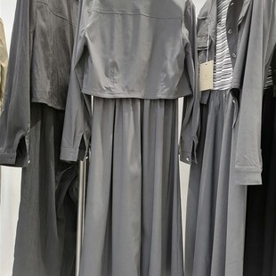 欧韩休闲连衣裙套装女秋款显瘦两件套裙拼接款背心中长裙长袖外套