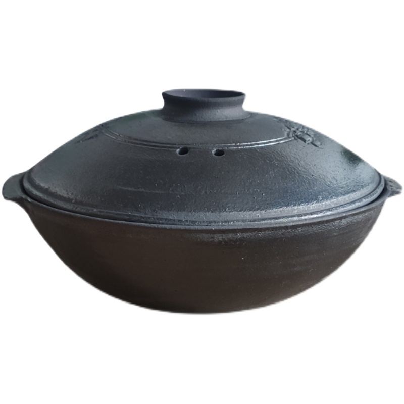 平定黑砂锅传统粗陶煲仔饭专用土砂锅家用双耳小沙煲广东老式浅瓦