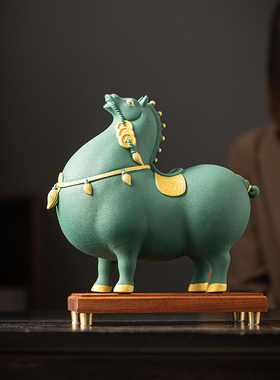 唐马摆件招财陶瓷马新中式客厅酒柜装饰办公室玄关桌面工艺品摆设