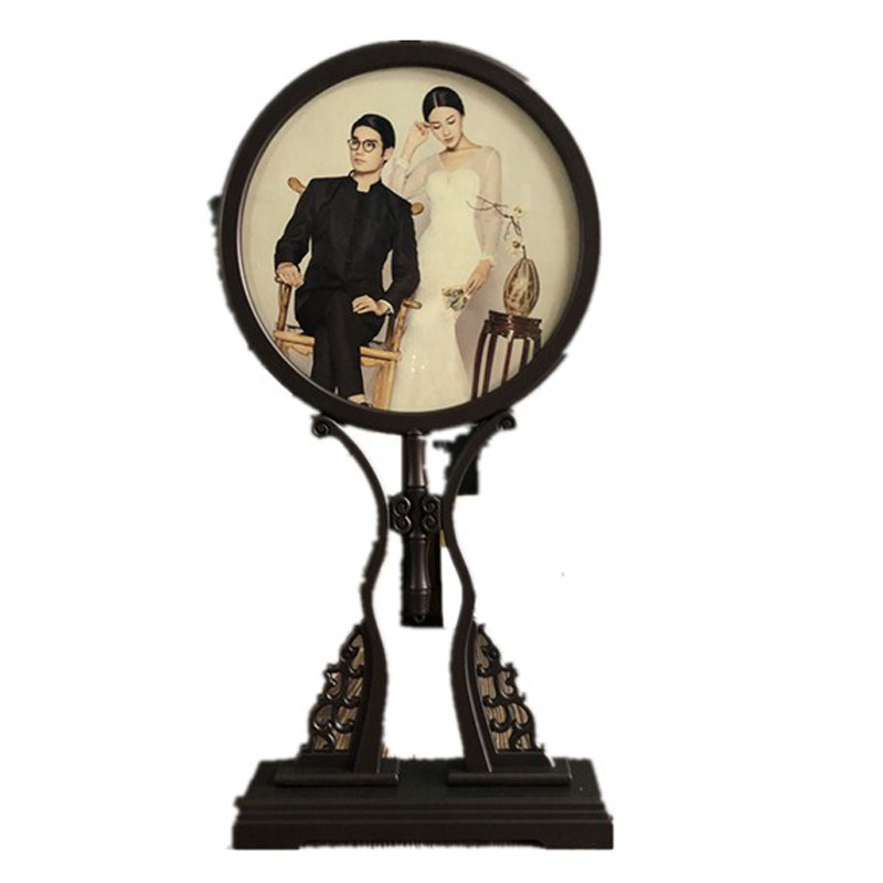 包邮  影楼中国风双面宫扇子屏风相框古装相架 镂空古典照片复古