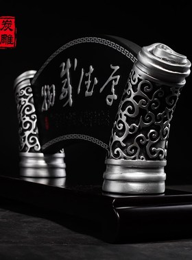 金乌炭雕 厚德载物 创意家居书房装饰品办公室办公桌摆件实用礼品