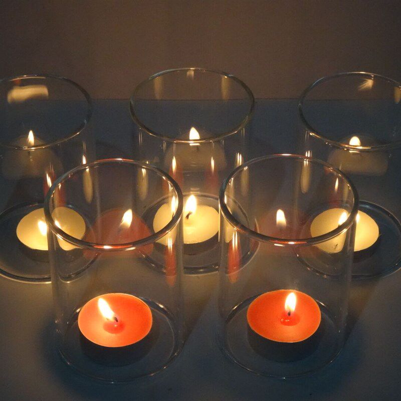 耐热无底灯罩玻璃透明供奉酥油蜡烛台防风蜡台杯婚庆路引简约摆件