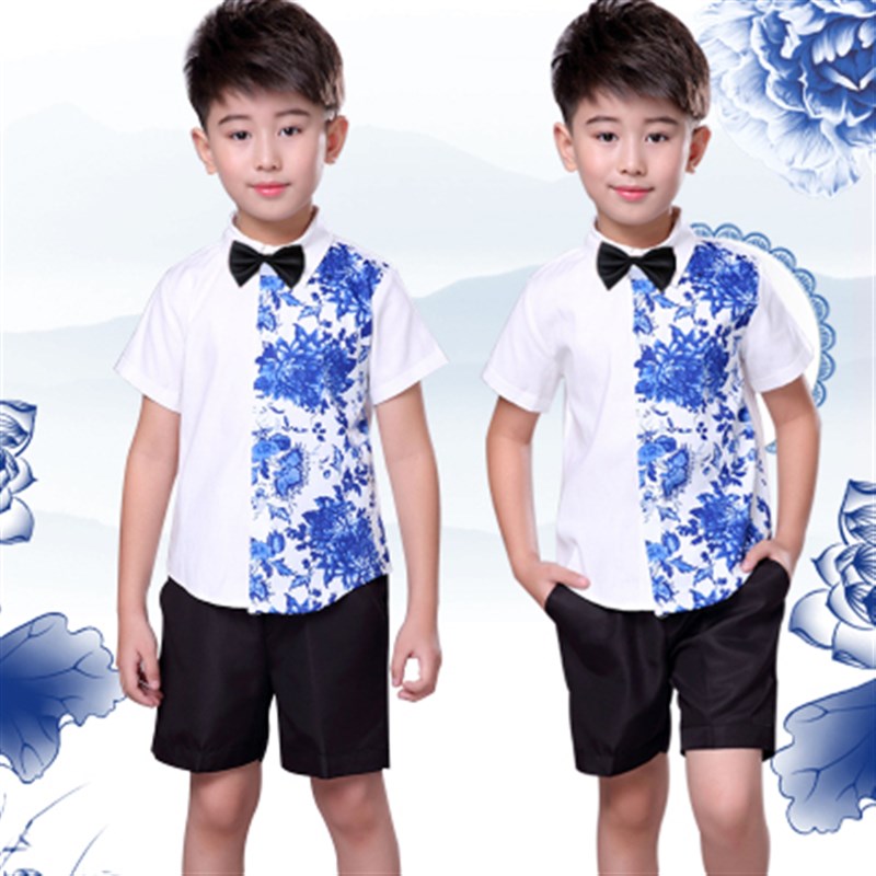 新款儿童合唱服女童青花瓷演出服装男童中国风朗诵表演小学生舞蹈