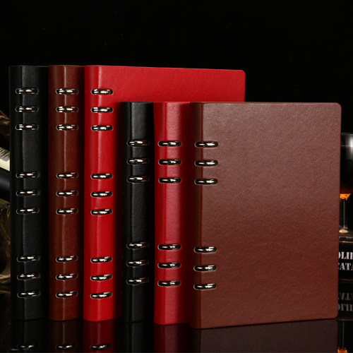 a5活页笔记本子定制b5记事本工作加厚本可印LOGO皮面简约商务办公