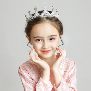 儿童头饰皇冠女童发饰粉金色发饰小女孩礼服配饰演出饰品银色新款