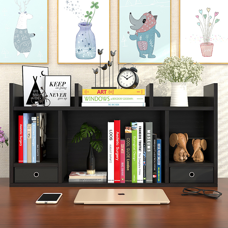 电脑桌上小书架桌面书柜学生用简易置物架办公工作宿舍书桌收纳架