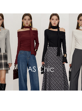 AS chicAW「时髦精」一衣多穿飘带长袖T恤AST2105