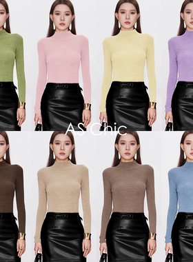 AS chicAW【万能打底】半高领美丽诺修身针织打底衫ASY1456