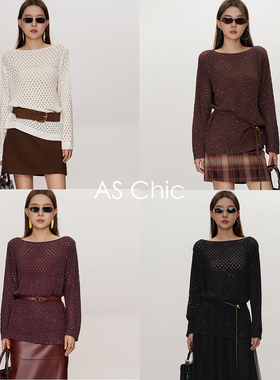 AS chicAW「璀璨星空」重工珠片镂空宽松针织罩衫ASZ1734