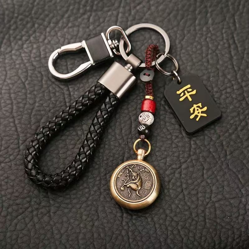 可转动十二生肖挂件防丢汽车钥匙扣情侣创意手绳热卖
