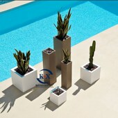 美陈玻璃钢花盆商场市政花钵方形花缸移动种植池户外花槽组合花箱