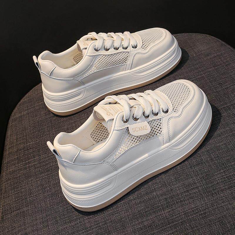 极速踩屎感34码真皮镂空小白鞋女款2026新款夏季透气网鞋大网眼运