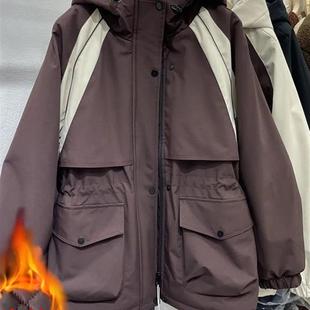 女装 秋冬2025年新款 大口袋收腰宽松夹棉保暖派克服显瘦外 大码 新品
