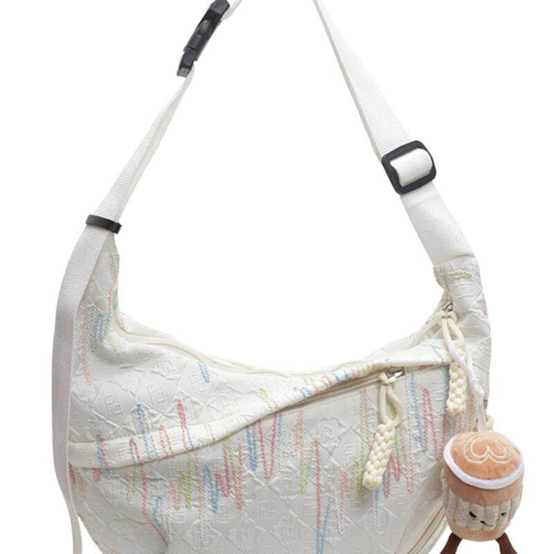 新品帆布大容量包包女2025新款时尚单肩饺子包夏季韩版学生通勤斜