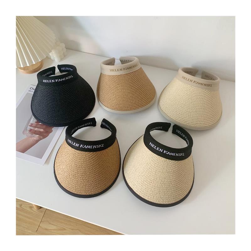 防晒帽女大帽檐黑胶夏季防紫外线空顶帽骑行沙滩草编遮阳太阳帽子