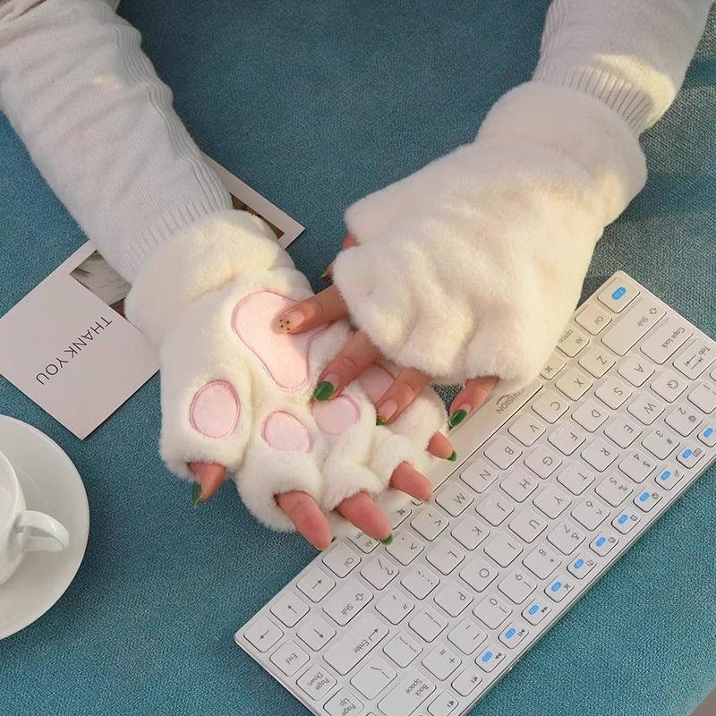 猫爪手套女冬季加绒加厚防
