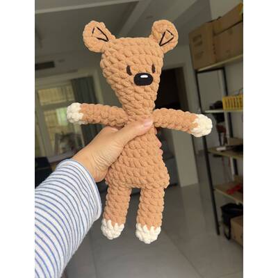 【成品】憨豆先生的泰迪熊大号玩偶毛线手工钩织小朋友创意礼物