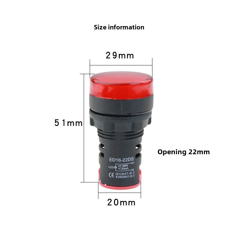 LED电源指示信号灯AD16-22D/S 12V24V220V380V22DS红绿黄兰白通用