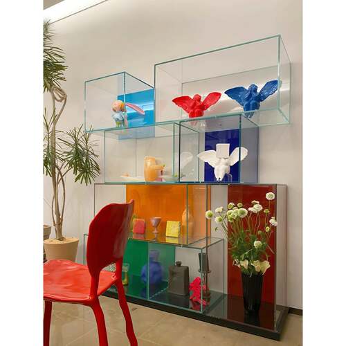 意大利玻璃书柜组合墙到天花板书架客厅墙到墙存储架展示柜创意格