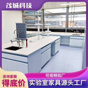 化学实验室工作台试验台超净化操作台全钢木边台中央台桌子定制柜