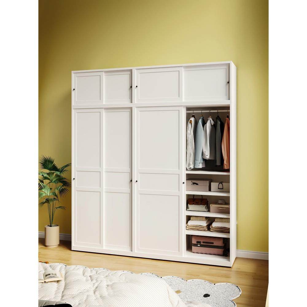 灭霸推拉门铁皮衣柜儿童卧室储物柜铁艺家用收纳金属移门钢制衣橱