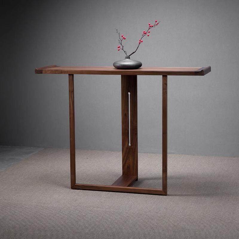 新中式玄关桌黑胡桃实木现代简约客厅进门收纳台家用条案靠墙玄关