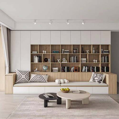 沙发书柜一体客厅墙柜书橱组合多功能家用带卡座书架背景柜收纳柜