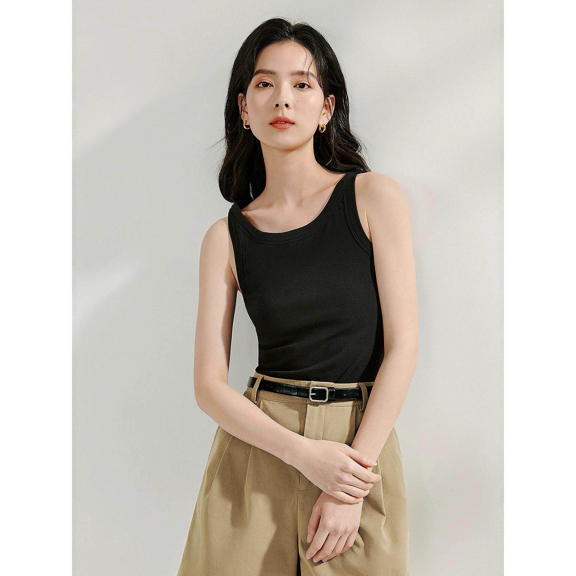 品牌减标多色U领工字背心2026夏季女装新款内搭百搭显瘦弹力上衣