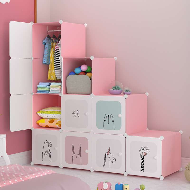 洁然衣柜卡通儿童收纳柜塑料组合经济性宝宝婴儿小衣橱经济实惠装