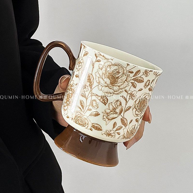 中古风复古艺术感喝水杯子下午茶陶瓷杯餐厅马克杯咖啡杯早餐杯,餐饮具,马克杯,淘宝优惠券,粉丝福利购,淘宝优惠卷