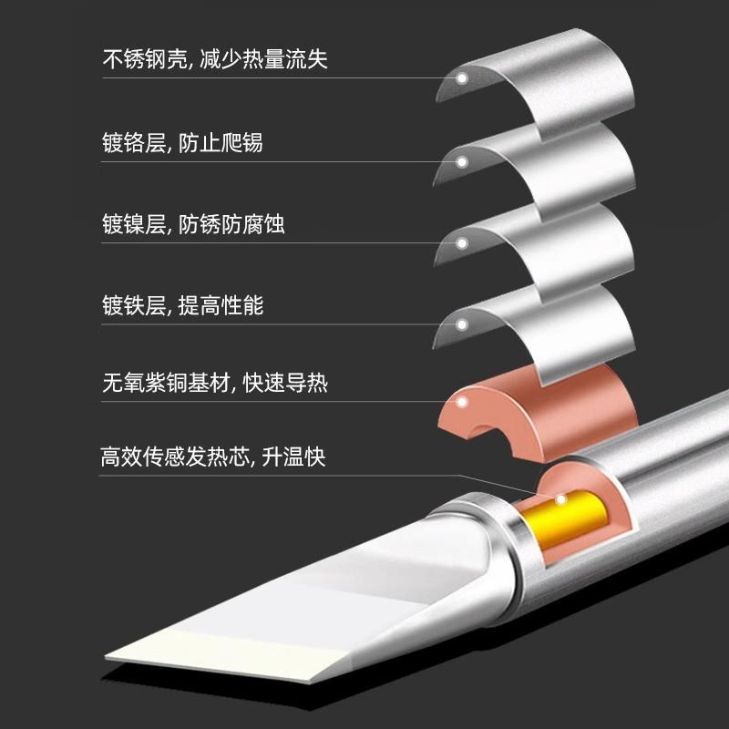 C245烙铁头通用大功率焊台C210手柄尖头扁头刀头一体式焊咀发热芯