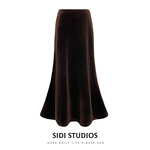 金丝绒半裙加绒加厚鱼尾半身裙女秋冬修身长裙高级感穿搭醋酸裙子