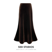 金丝绒半裙加绒加厚鱼尾半身裙女秋冬修身 长裙高级感穿搭醋酸裙子