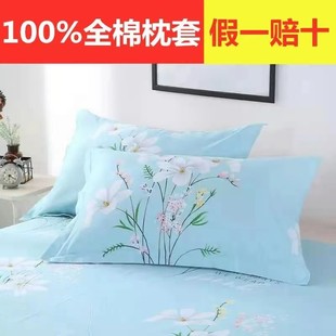 家用成人枕套学生枕芯套通用 100%全棉枕头套48x74cm一对装
